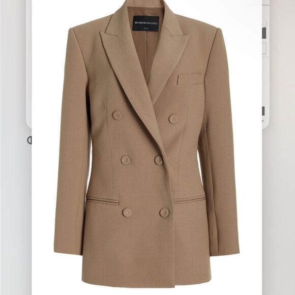 BRANDON MAXWELL | NEW The Clara Blazer Brown Wool Silk Blend Women’s Size 8 - Picture 2 of 15